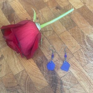 Handmade Blue Dangle Earrings - Lightweight Women Jewelry
